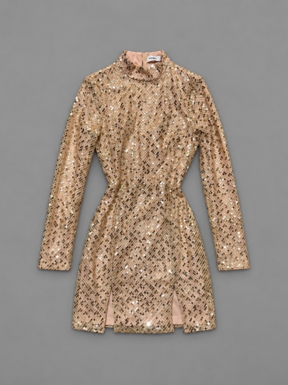 Glamorous Gold Sequin Long Sleeve Mini Dress – Size XS